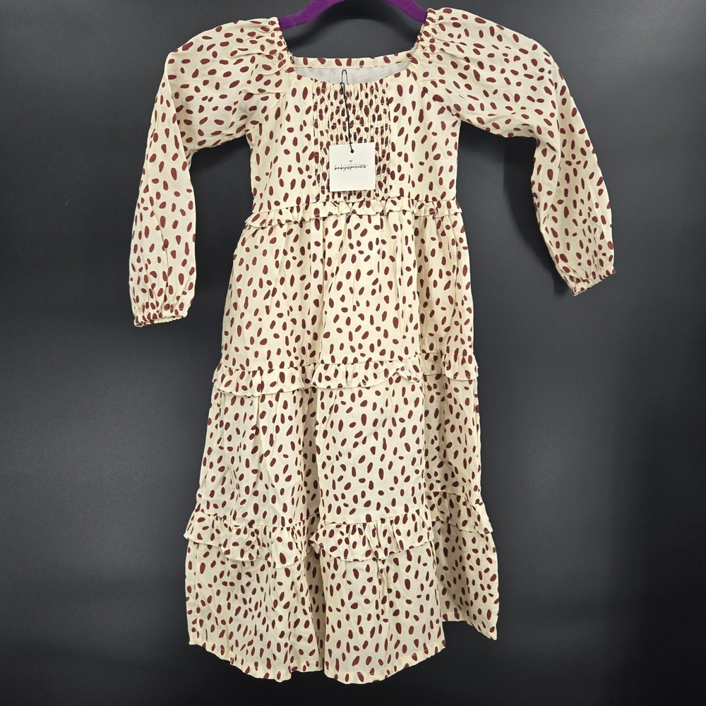 Babysprouts NWT‎ 4T Brown Dalmatian Dot Smocked Tiered Boho Maxi Dress